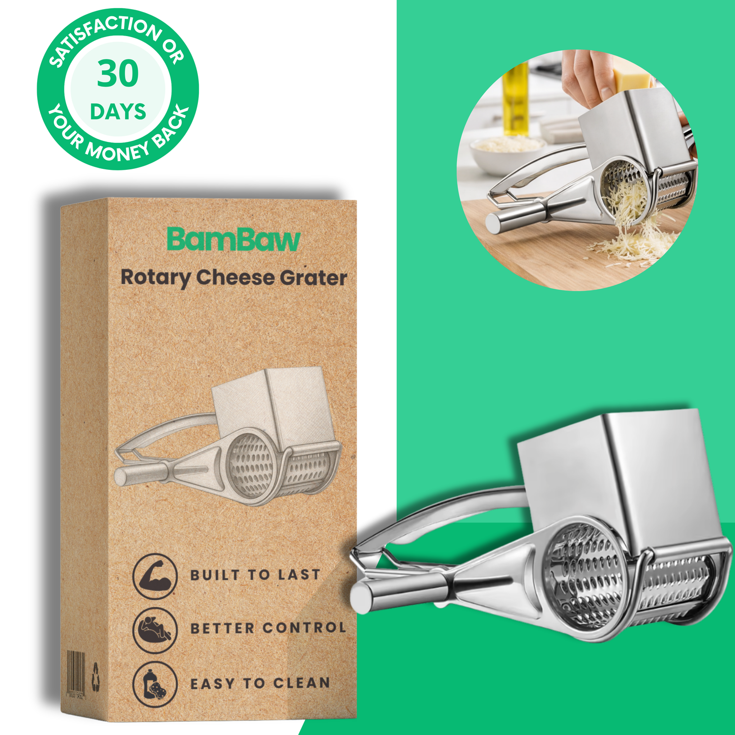 Rotary Cheese Grater – Stainless Steel Hand Crank Multifunctional