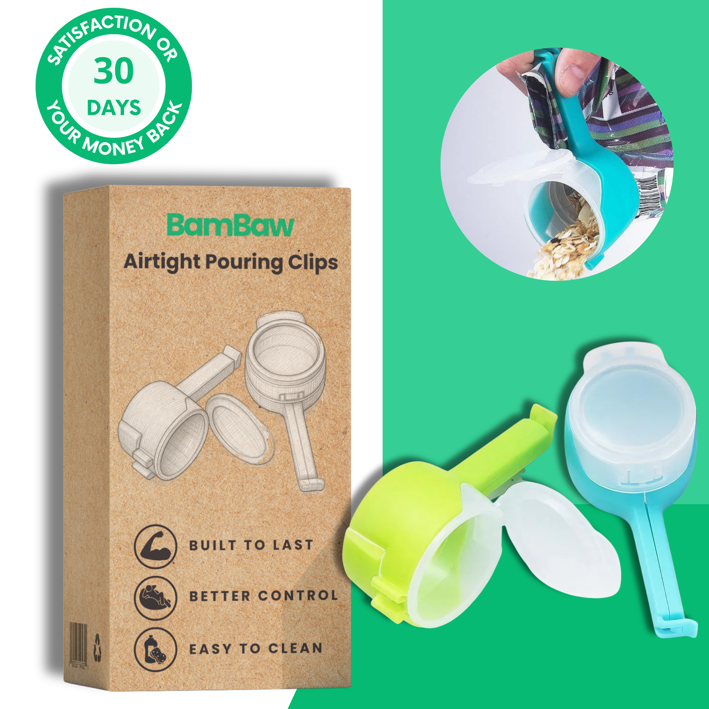 Airtight Pouring Clips – Ingredient Bag Sealers (Set of 4)