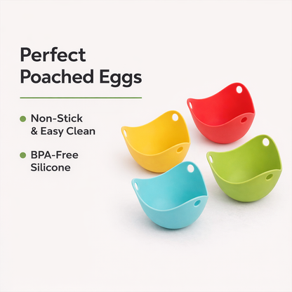 Perfect Poached Eggs – Non-Stick Easy Clean Silicone Egg Poacher Cups